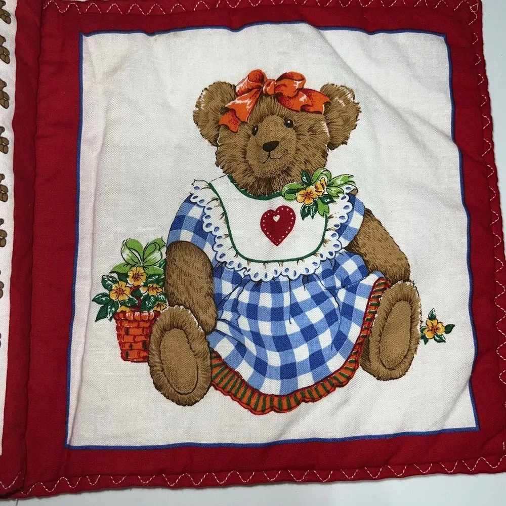 Vintage Cranston Teddy Bear Cloth Book B Is For Bears Handmade Fabric Book 9 X 9